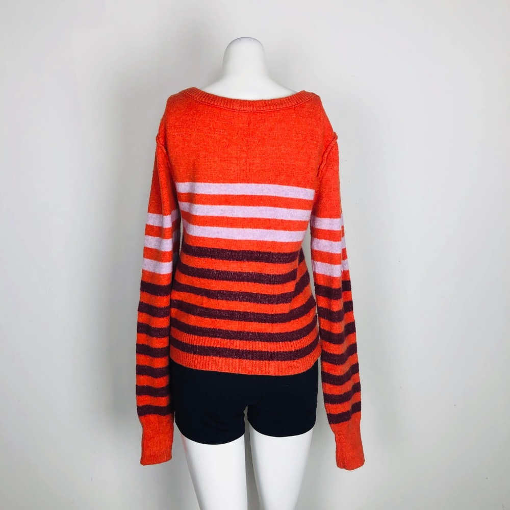 Free People Complete Me Orange Striped Sweater - Picture 7 of 8